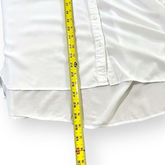 Casa Cabana Sammie White Blouse Button Up Pleated Back Cuffed Womens Size Large - Picture 9 of 9